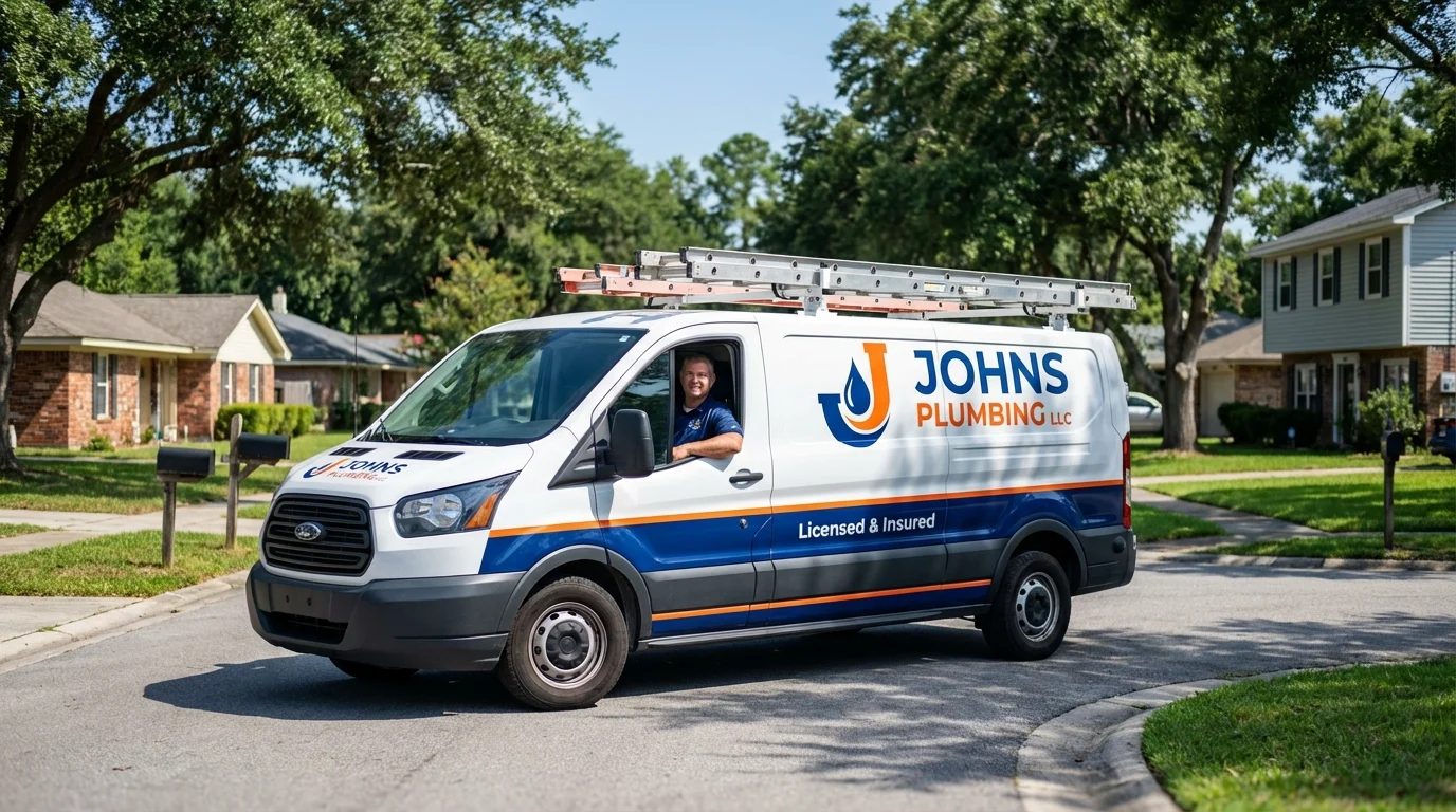 Johns Plumbing LLC service van in Albany, LA