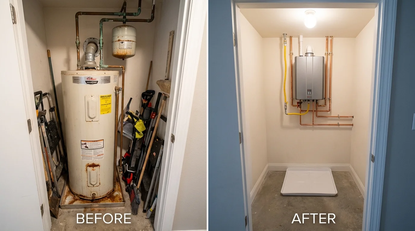 Tank water heater versus wall-mounted tankless unit comparison for Albany, LA homeowners